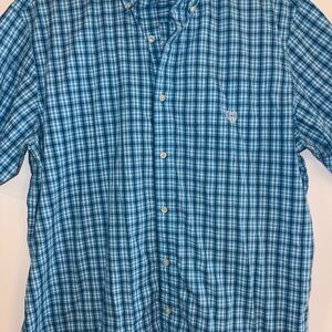 Men’s Chaps Blue Checkered Short Sleeve Shirt 2XL